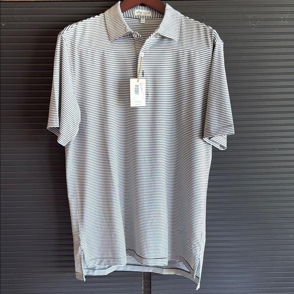 Peter Millar Other - Peter Millar Men's Black & White Striped Polo Shirt - Medium